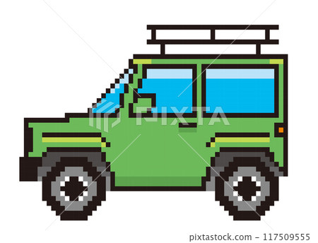 用 8 位 RV 汽車插圖繪製的汽車像素藝術圖標,象形圖 用 8 位 RV 汽車插圖繪製的汽車像素藝術圖標,象形圖 117509555