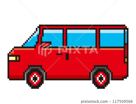 以 8 位元小型貨車插圖圖示象形圖繪製的汽車像素藝術 以 8 位元小型貨車插圖圖示象形圖繪製的汽車像素藝術 117509566