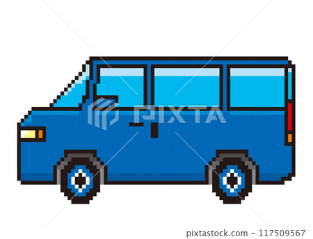 以 8 位元小型貨車插圖圖示象形圖繪製的汽車像素藝術 以 8 位元小型貨車插圖圖示象形圖繪製的汽車像素藝術 117509567