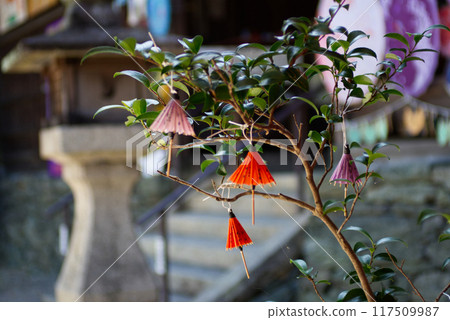 神社的日本傘裝飾 117509987