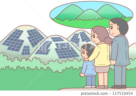 環境問題 - 大型太陽能、太陽能板、景觀破壞、環境破壞、山地表面 117510454
