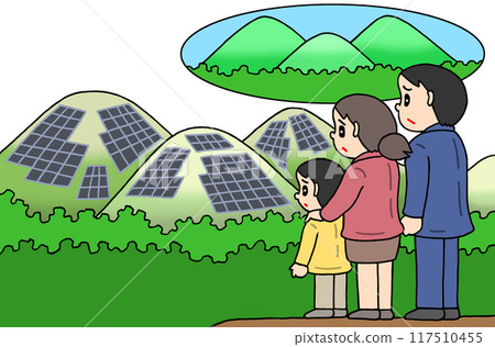 環境問題 - 大型太陽能、太陽能板、景觀破壞、環境破壞、山地表面 117510455