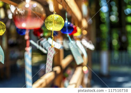 Summer at Kumano Shrine (Kumano Taisha): Wind chime decorations "Kanade" in Nanyo City, Yamagata Prefecture 117510738