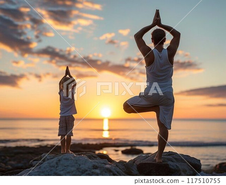 yoga on the beach 117510755