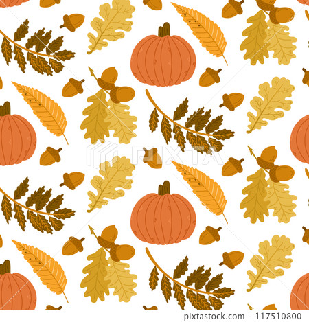 Autumn contrast seamless pattern with acorns 117510800