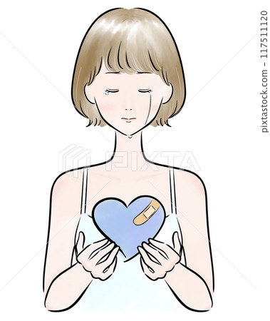 Heart Sad girl Black main line Bob Brown hair 117511120