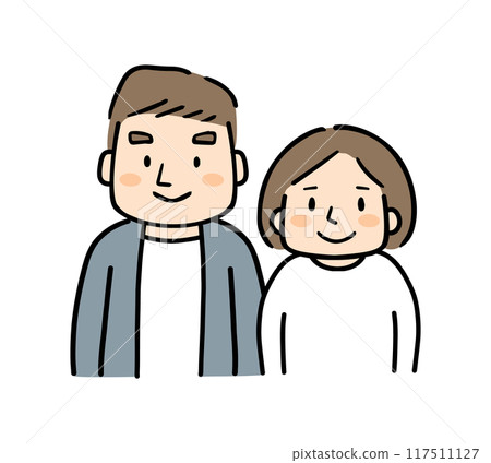 Illustration of a smiling middle-aged couple 117511127