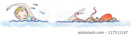 Women's illustrations - Swimming, Swimmer, Crawl, Octopus 117511197