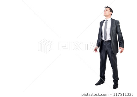 Honest man in formal suit. White background. 117511323