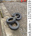 Mooring post on the quay at the harbor 117511559