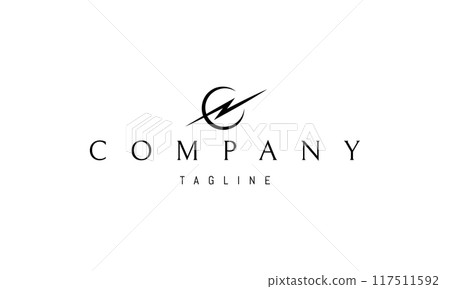 Vector logo with an abstract image of lightning in a circle. Vector logo with an abstract image of lightning in a circle. 117511592