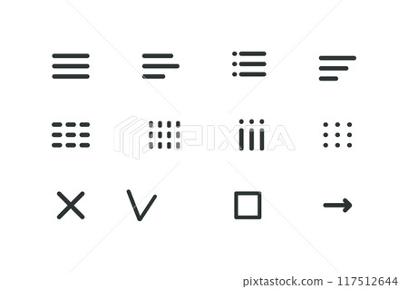Hamburger interface menu simple line, minimal ui popup burger. Template navigation. Icon, dropdown button web symbol. Interface Design element 117512644