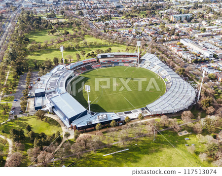 Aerial View of Ikon Stadium in Australia Aerial View of Ikon Stadium in Australia 117513074
