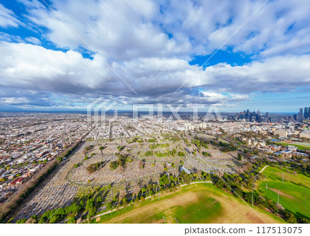 Aerial View of Melbourne Cemetery in Australia 117513075