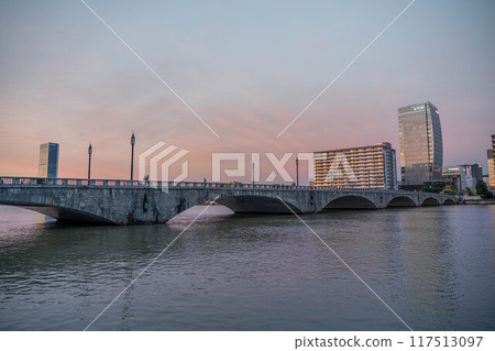 Bandai Bridge at sunset 117513097