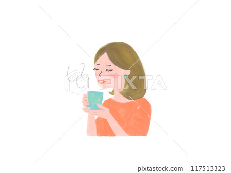 咖啡館時間，女人閉上眼睛 117513323