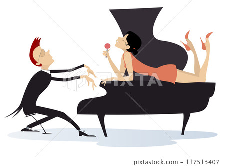 piano, vector, couple 117513407