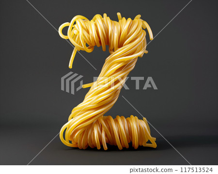 spaghetti in shape of Z letter. spaghetti for cooking. AI Generated. spaghetti in shape of Z letter. spaghetti for cooking. AI Generated. 117513524