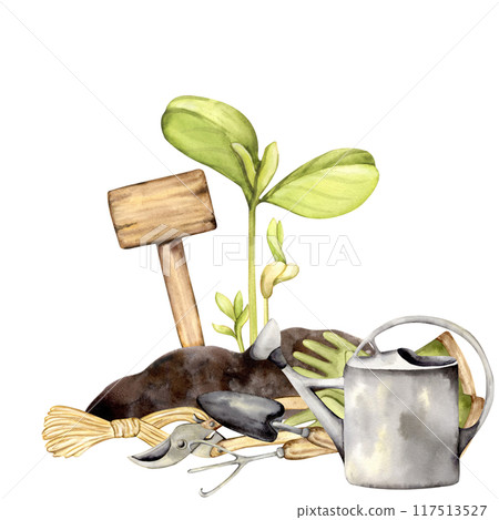 Watercolor garden composition 117513527