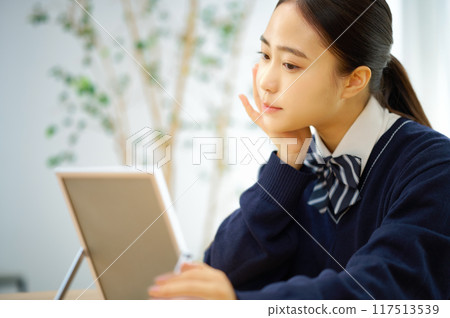 High school girl who cares about her skin 117513539