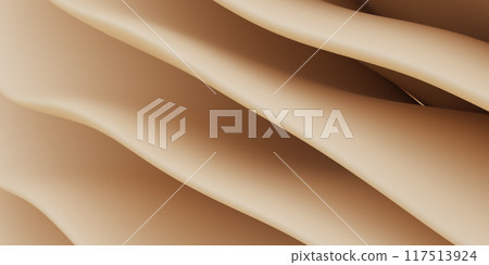 Abstract beige fabric draped in soft waves 3d render illustration 117513924