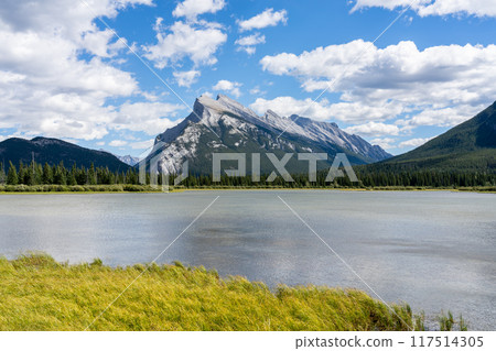 Banff National Park beautiful landscape, Vermilion Lakes and Mount Rundle in summer time. Canadian Rockies, Alberta, Canada. Banff National Park beautiful landscape, Vermilion Lakes and Mount Rundle in summer time. Canadian Rockies, Alberta, Canada. 117514305
