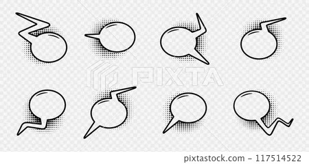 Comic speech bubbles with halftone shadows. Vector illustration in pop art style Comic speech bubbles with halftone shadows. Vector illustration in pop art style 117514522