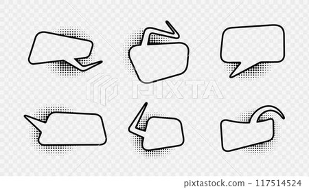 Comic speech bubbles with halftone shadows. Vector illustration in pop art style Comic speech bubbles with halftone shadows. Vector illustration in pop art style 117514524
