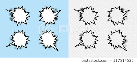Comic speech bubbles with halftone shadows. Vector illustration in pop art style Comic speech bubbles with halftone shadows. Vector illustration in pop art style 117514525