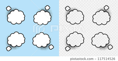 Comic speech bubbles with halftone shadows. Vector illustration in pop art style 117514526