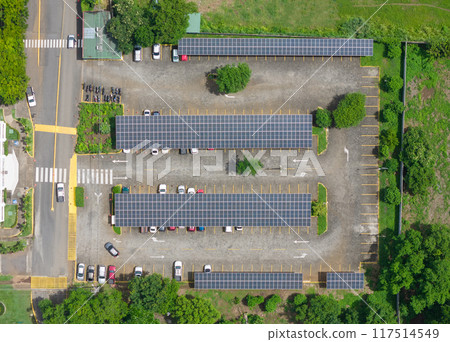 Car parking lot under solar panel 117514549