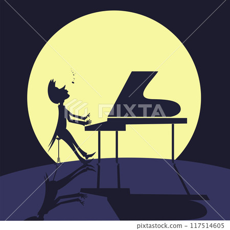 piano, playing, silhouette 117514605