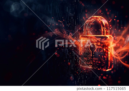 Digital lock on a dark background. 117515085
