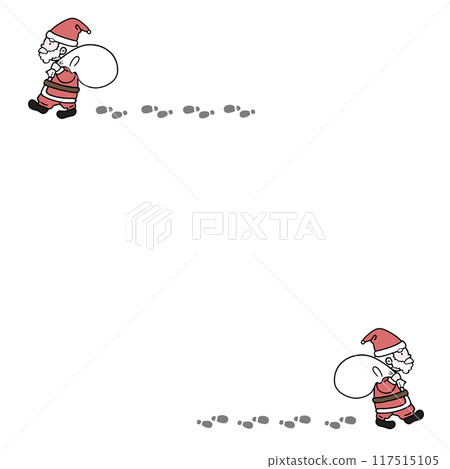Santa carrying presents and footprints frame 117515105
