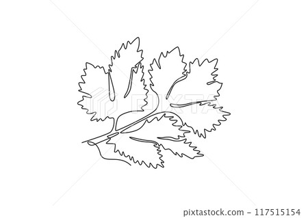 Continuous one line drawing bunch healthy organic green celery for groceries shop logo identity. Fresh marshland plant concept for vegetable icon. Single line draw design vector graphic illustration Continuous one line drawing bunch healthy organic green celery for groceries shop logo identity. Fresh marshland plant concept for vegetable icon. Single line draw design vector graphic illustration 117515154