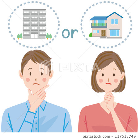 一對夫婦想知道是否購買或租賃房屋和公寓的插圖 117515749