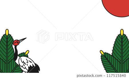 以花札的松和鶴為靈感的背景插圖_16:9 117515840