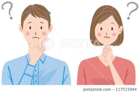 年輕夫婦思考，情侶插畫 117515944