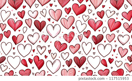 Cute red and pink hearts background Cute red and pink hearts background 117515953