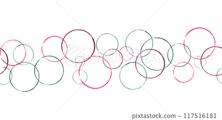 Abstract soap bubbles seamless pattern on white. Overlapping pink and green paintbrush circles watercolor isolated illustration. Geometric shape. Minimalist naive ornate for design projects, textile. Abstract soap bubbles seamless pattern on white. Overlapping pink and green paintbrush circles watercolor isolated illustration. Geometric shape. Minimalist naive ornate for design projects, textile. 117516181