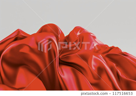 Red lycra fabric forming a heart shape with soft ripples, symbolizing love and empathy for special occasions 117516653
