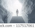 person in white climbs a heavenly staircase 117517061