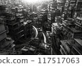 City streets and buildings form abstract art 117517063