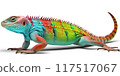 Illustration Of Multicolored Chameleon Changes Colors On A White Background 117517067