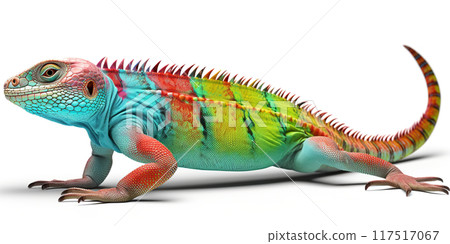 Illustration Of Multicolored Chameleon Changes Colors On A White Background 117517067