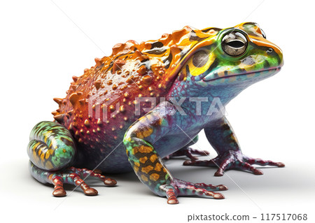 Multicolored Frog On A White Background 117517068