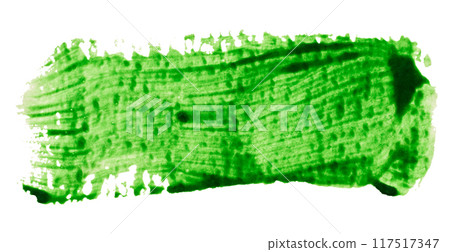 A smear of thick green paint on isolated background, gouache sample A smear of thick green paint on isolated background, gouache sample 117517347