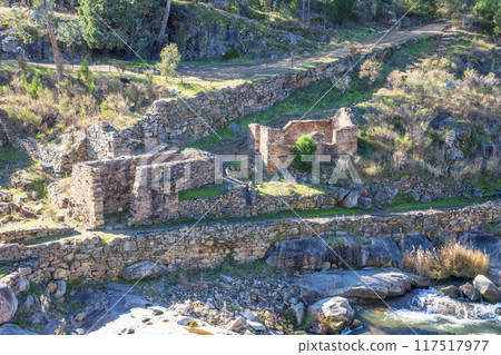 The old gold mine brick and stone processing buildings near Adelong Creek 117517977