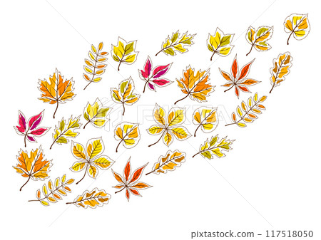 Background with autumn leaves. Illustration with various foliage. 117518050