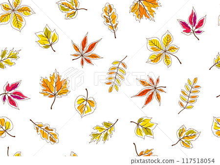 Pattern with autumn leaves. Background with various foliage. 117518054